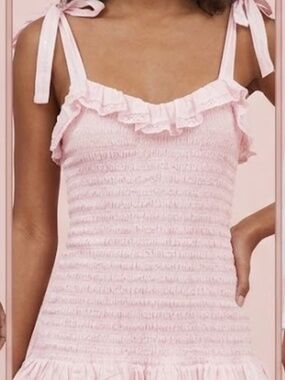 Rare! LoveShackFancy Women's size Small Sherina Cotton Mini Dress in Pink -S